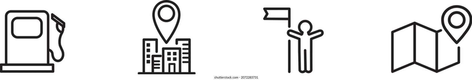 Navigation, location, GPS elements - thin line web icon set. Outline icons collection. Simple vector illustration.