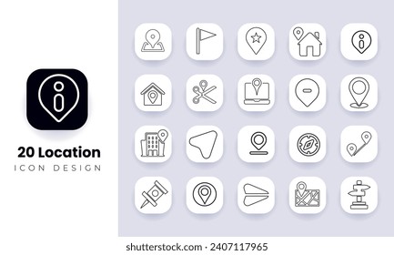 Navigation, location, GPS elements - thin line web icon set