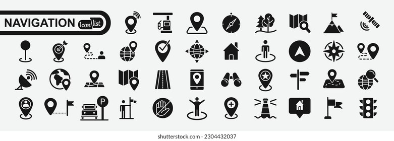 Navigation, location, GPS elements 
 web icon set. Outline icons collection. Simple vector illustration.
