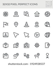 Navigation, location, GPS, Route Map, Direction. Simple Interface Icons for Mobile Apps. Editable Stroke. 32x32 Pixel Perfect.