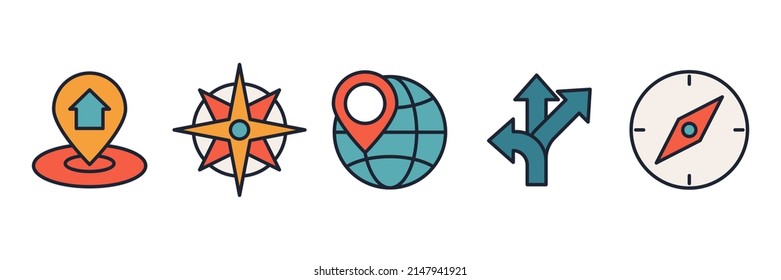 Navigation. location, GPS set icon symbol template for graphic and web design collection logo vector illustration