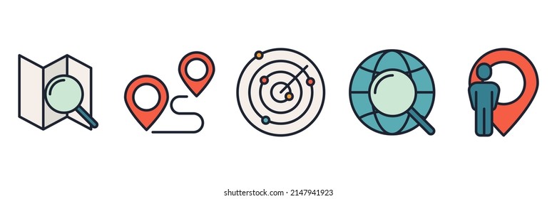 Navigation. location, GPS set icon symbol template for graphic and web design collection logo vector illustration