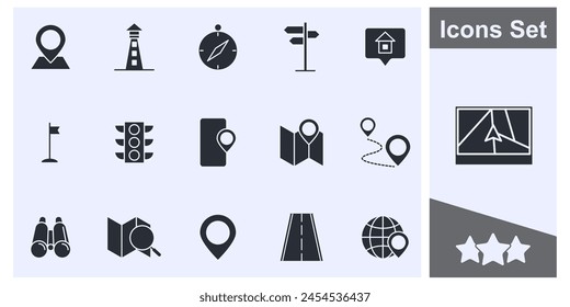 Navigation Location icon set symbol collection, logo isolated vector illustration