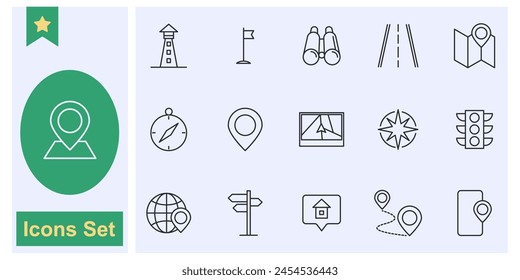 Navigation Location icon set symbol collection, logo isolated vector illustration