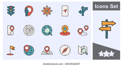 Navigation Location icon set symbol collection, logo isolated vector illustration