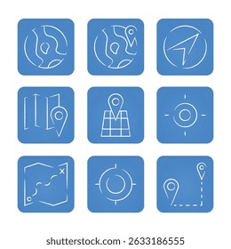 Navigation and location icon set. Vector illustration