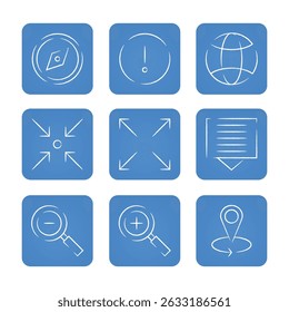 Navigation and location icon set. Vector illustration