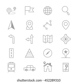 Navigation and location Icons Line Set Of Vector Illustration