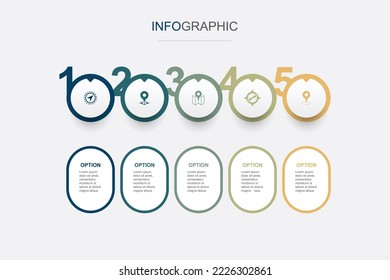 Navigation, location, map, compass, gps icons Infographic design template. Creative concept with 5 steps