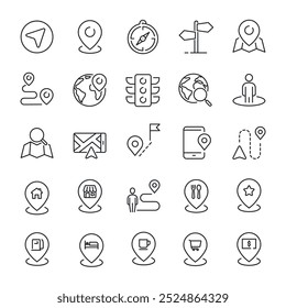 Navigation, location, map, GPS line icons. For website marketing design, logo, app, template, ui, etc. Vector illustration.