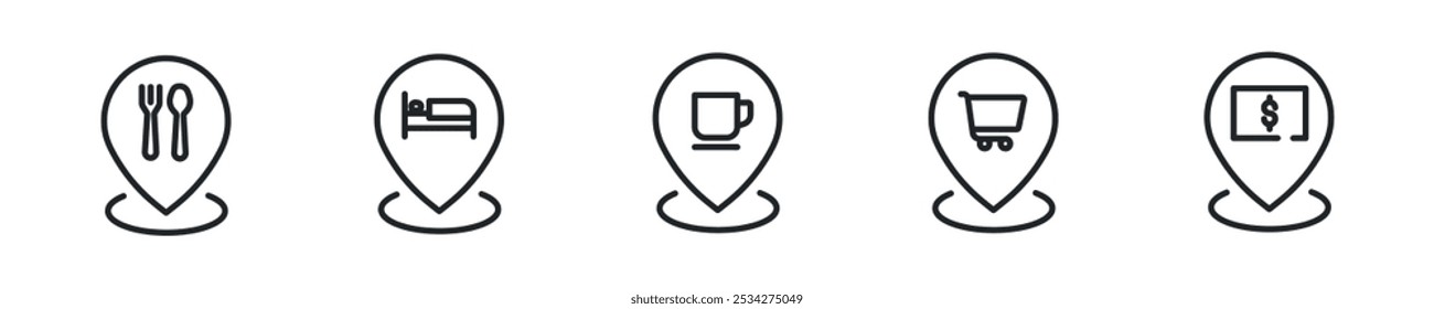 Navigation, location, map, GPS line icons