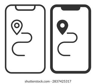 navigation location map screens on mobile phones interface icons on transparent background