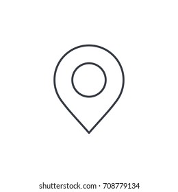 Navigation, Ortsmarkierung, Cursor-Dünnzeilensymbol. Lineare Vektorgrafik. Piktogramm einzeln auf weißem Hintergrund