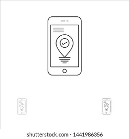 Navigation, Location, Pointer, Smartphone Bold and thin black line icon set