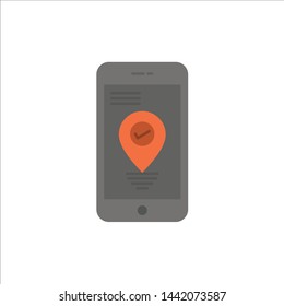 Navigation, Location, Pointer, Smartphone  Flat Color Icon. Vector icon banner Template