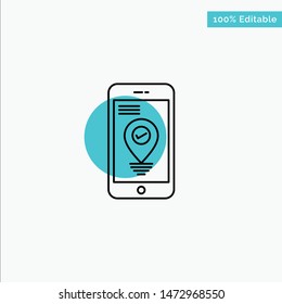Navigation, Location, Pointer, Smartphone turquoise highlight circle point Vector icon