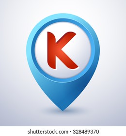 navigation logo k blue vector map marker pointer with icon of letter k navigation logo k chart tour index abstract point golden travel red guide orange gold unusual mark item site partnership green cl