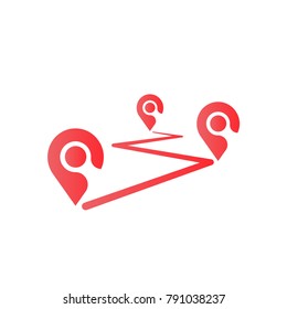 Navigation logo. Route location vector icon. Concept of path or road. Destination symbol. Journey illustration.