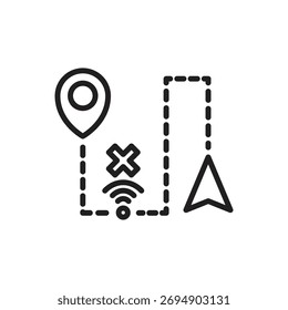 Navegação Lost Signal Contorno Ícone Vetor ilustração
