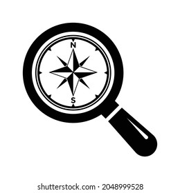 Navigation and magnifying symbol or icon vector design template.