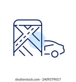 Navigation map app and car. Pixel perfect, editable stroke icon