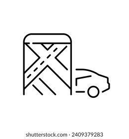 Aplicación y auto del mapa de navegación. Icono de trazo de píxeles perfecto, modificable
