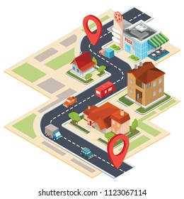Navigation map with gps icons