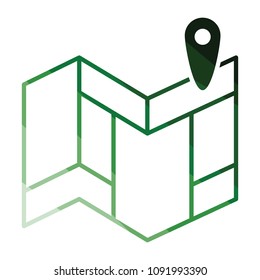 Navigation map icon. Flat color design. Vector illustration.