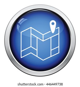 Navigation map icon. Glossy button design. Vector illustration.