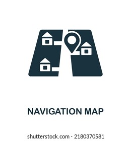 Navigation Map icon. Monochrome simple line Game Element icon for templates, web design and infographics
