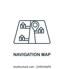 Icono de Mapa de navegación. Línea simple monocroma Icono de elemento de juego para plantillas, diseño web e infografías