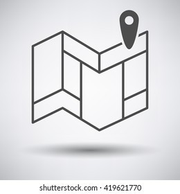 Navigation map icon on gray background with round shadow. Vector illustration.