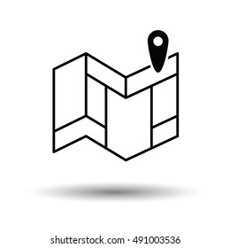 Navigation map icon. White background with shadow design. Vector illustration.