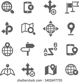 Navigation and map icons set