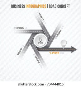 Navigation map infographic concept. Crossroad with the right way. Vector illustration
