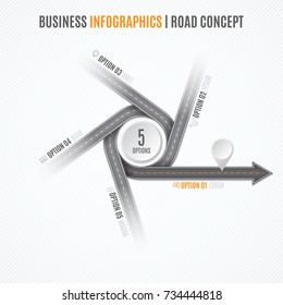 Navigation map infographic concept. Crossroad with the right way. Vector illustration