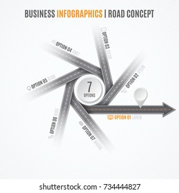 Navigation map infographic concept. Crossroad with the right way. Vector illustration