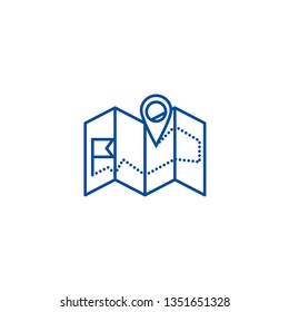Navigation map  line icon concept. Navigation map  flat  vector symbol, sign, outline illustration.