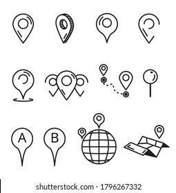 Navigation and Map line icon set. Vector design element.