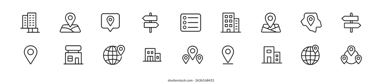 Navigation,  map line icon set - flat, gps, travel,  location symbols