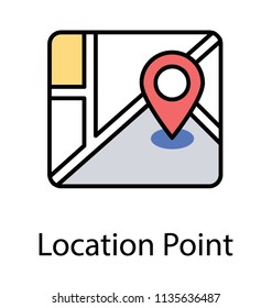 
Navigation map with location pointer, map and destination flat icon design 
