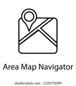 
Navigation map with location pointer, map and destination line icon design 
