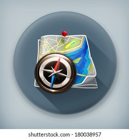 Navigationskarte, lange SchattenVektorsymbol