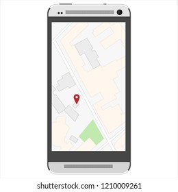 Navigation map. Map on phone, smartphone. Vector illustration. Location Pin. gps