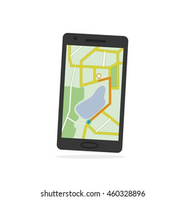Navigation map on a smart phone.