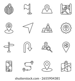 Navigation and Map Outline Icon Pack