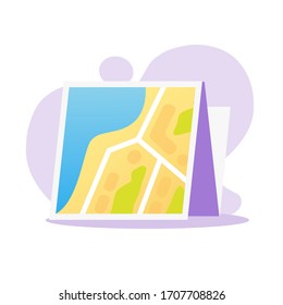 Navigation map paper icon vector flat cartoon symbol illustration isolated on colorful background modern design