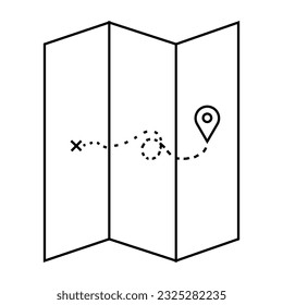 navigation map with pin location icon vector illustration design line style