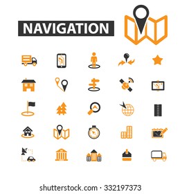 navigation, map, route icon & sign concept vector set for infographics, website