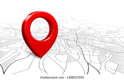 Navigation map. Street 3d location pin locator, pins pointer navigator maps and locations marker. Navigate gps plan, geography location mapping vector illustration